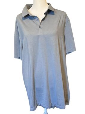 Lululemon Blue Gray Short Sleeve Polo Shirt Golf Stretch Performance A6 Mens XL